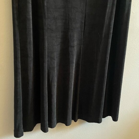 Vintage 90s Picadilly Fashion Slinky Black Trumpet Flared Maxi Skirt - Picture 10 of 11